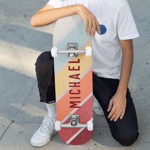 Aangepaste naam Cool Retro Sunset Stripes Persoonlijk Skateboard