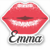 Aangepaste naam Cool Rode Lippenstift Kussende Lip Sticker (Voorkant)