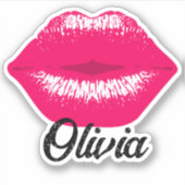 Aangepaste naam Cool Roze Lippenstift Zoenende Lip Sticker (Voorkant)