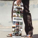 Aangepaste naam Cool Trendy Instagram Foto Collage Persoonlijk Skateboard<br><div class="desc">Modern Instagram Photo Collage-ontwerp voor skateboards: personaliseer uw favoriete foto's en berichten met aangepaste namen en maak dit het coolste cadeau van de verjaardag ooit!</div>
