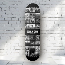 Aangepaste naam Cool Trendy Instagram Foto Collage Persoonlijk Skateboard