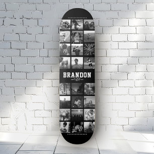 Aangepaste naam Cool Trendy Instagram Foto Collage Persoonlijk Skateboard