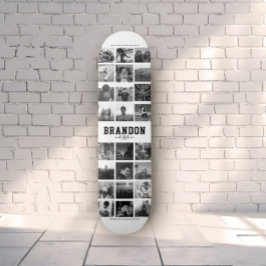 Aangepaste naam Cool Trendy Instagram Foto Collage Persoonlijk Skateboard