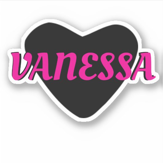 Aangepaste naam Cool zwart hart met meisjesachtige Sticker (Voorkant)