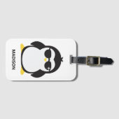 Aangepaste naam coole pinguïn bagagelabel (Voorkant (horizontaal))