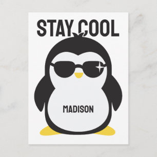 Aangepaste naam coole pinguïn briefkaart