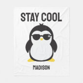 Aangepaste naam coole pinguïn fleece deken (Voorkant)
