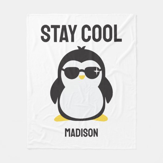 Aangepaste naam coole pinguïn fleece deken (Voorkant)
