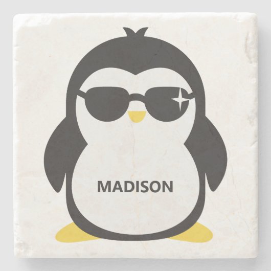 Aangepaste naam coole pinguïn onderzetter (Voorkant)