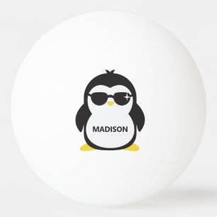 Aangepaste naam coole pinguïn pingpongbal