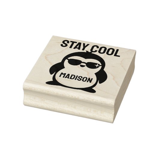 Aangepaste naam coole pinguïn rubberstempel (Stempel)