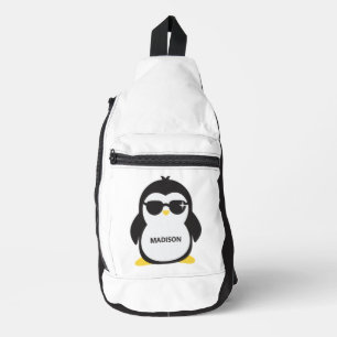Aangepaste naam coole pinguïn sling bag