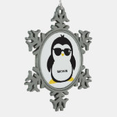 Aangepaste naam coole pinguïn tin sneeuwvlok ornament (Links)