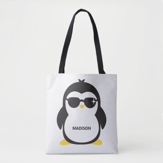 Aangepaste naam coole pinguïn tote bag (Voorkant)