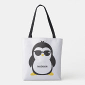 Aangepaste naam coole pinguïn tote bag (Achterkant)