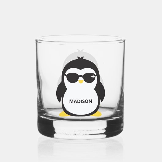 Aangepaste naam coole pinguïn whisky glas (Voorkant)