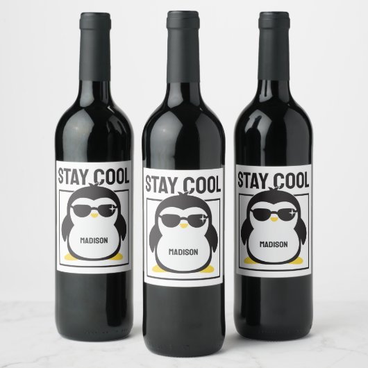 Aangepaste naam coole pinguïn wijn etiket (Flessen)