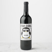 Aangepaste naam coole pinguïn wijn etiket (Voorkant)