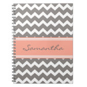 Aangepaste naam Coral Gray Chevron-laptop Notitieboek (Voorkant)
