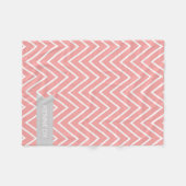 Aangepaste Naam Coral Grijs Chevron Patroon Fleece Deken (Voorkant (Horizontaal))