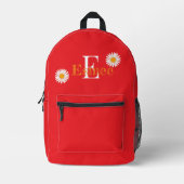 Aangepaste naam Coral Red Rugzak met Daisy (Voorkant)