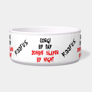 Aangepaste naam Corgi Dog Zombie Joke Food Bowl Voerbakje
