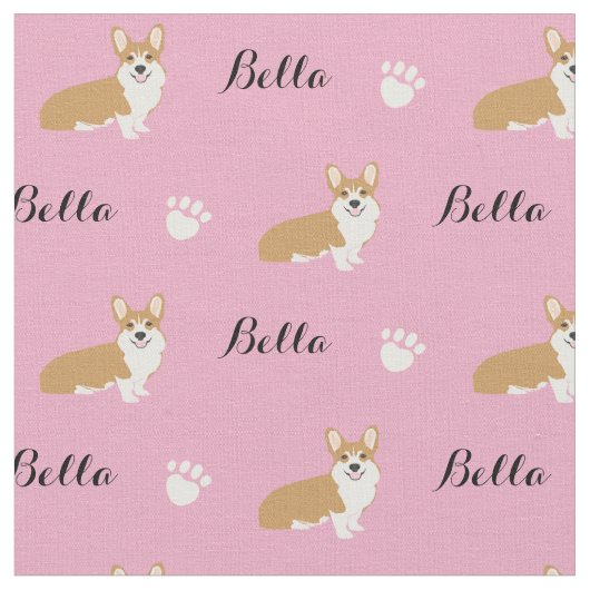 Aangepaste naam Corgi Fabric Stof (Close Up)