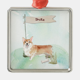 Aangepaste Naam Corgi Huisdier Hond Metalen Ornament