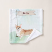 Aangepaste naam Corgi Pet Dog Bad Handdoek (Wasdoekje)