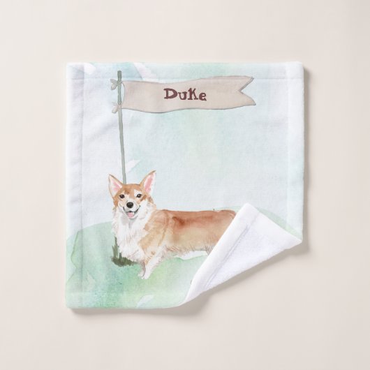 Aangepaste naam Corgi Pet Dog Bad Handdoek (Wasdoekje)