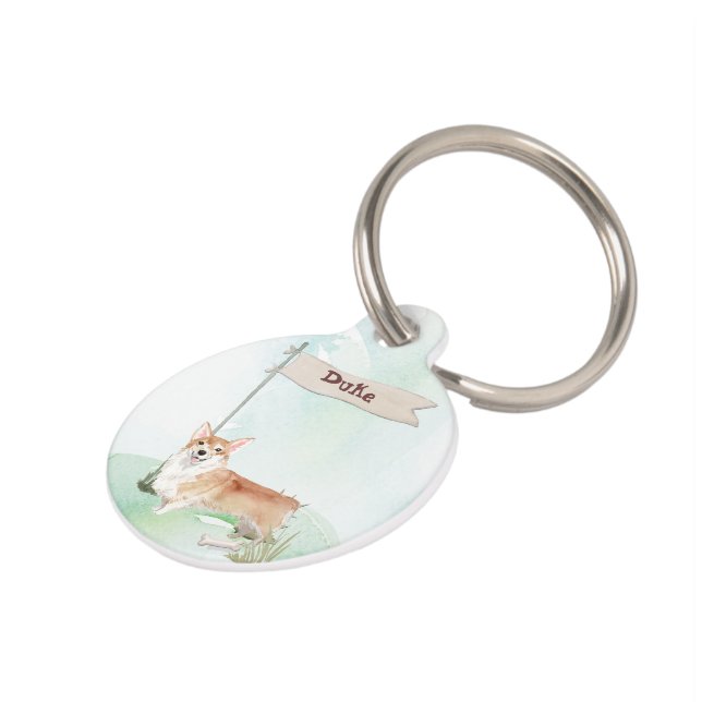 Aangepaste naam Corgi Pet Dog Huisdierpenning (Zijkant)