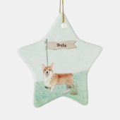 Aangepaste naam Corgi Pet Dog Keramisch Ornament (Rechts)
