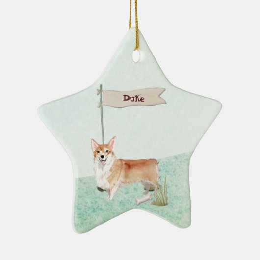Aangepaste naam Corgi Pet Dog Keramisch Ornament (Rechts)
