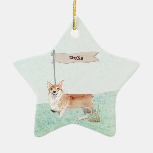 Aangepaste naam Corgi Pet Dog Keramisch Ornament (Voorkant)