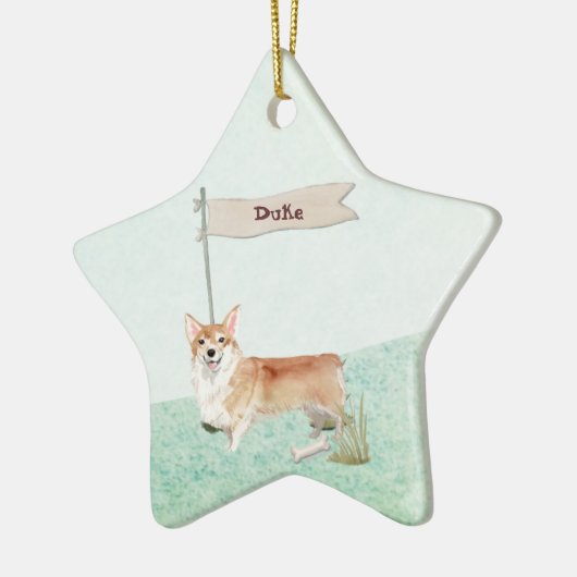 Aangepaste naam Corgi Pet Dog Keramisch Ornament (Links)