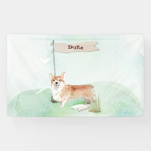 Aangepaste naam Corgi Pet Dog Spandoek (Horizontaal)
