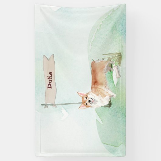 Aangepaste naam Corgi Pet Dog Spandoek (Verticaal)
