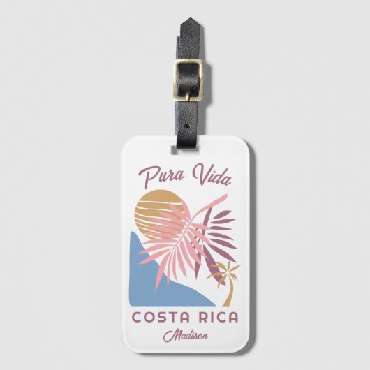 Aangepaste naam Costa Rica Motto Pura Vida Bagagelabel (Voorkant (verticaal))
