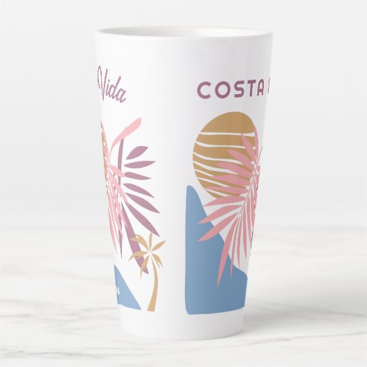 Aangepaste naam Costa Rica Motto Pura Vida Latte Mok (Voorkant)