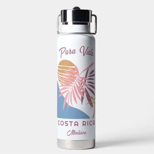 Aangepaste naam Costa Rica Motto Pura Vida Waterfles (Achterkant)