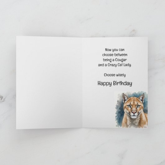 Aangepaste naam Cougar Verjaardag Grappig Kaart (Binnen)