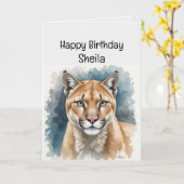 Aangepaste naam Cougar Verjaardag Grappig Kaart (Gele Bloem)
