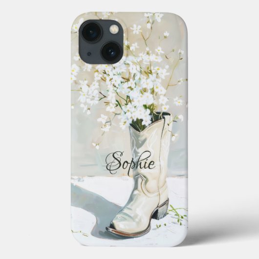 Aangepaste naam Cowgirl Boot met bloemen schildere Case-Mate iPhone Case (Achterkant)