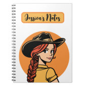 Aangepaste Naam Cowgirl Gepersonaliseerd Notitiebo Notitieboek (Voorkant)