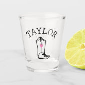 Aangepaste naam Cowgirl laars Cute Modern vrijgeze Shot Glas (Voorkant)