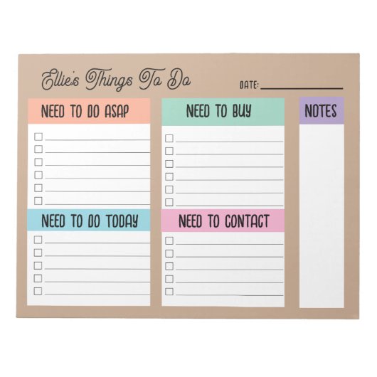 Aangepaste naam Coworker Gift Checklist Notitieblok (Voorkant)