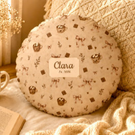 Aangepaste naam Cozy Cocoa Heet Chocolade Lezers C Rond Kussen