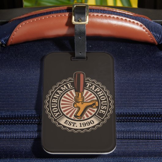 Aangepaste naam Craft Beer Taphouse Brewery Bar Bagagelabel (Voorkant Insitu 2)