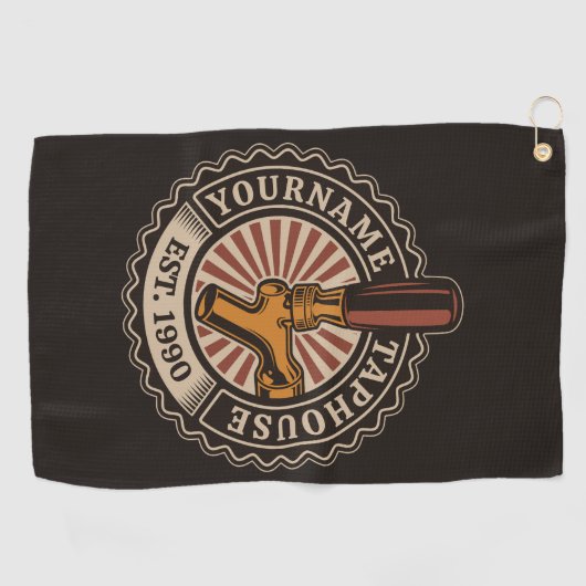 Aangepaste naam Craft Beer Taphouse Brewery Bar Golfhanddoek (Horizontaal)