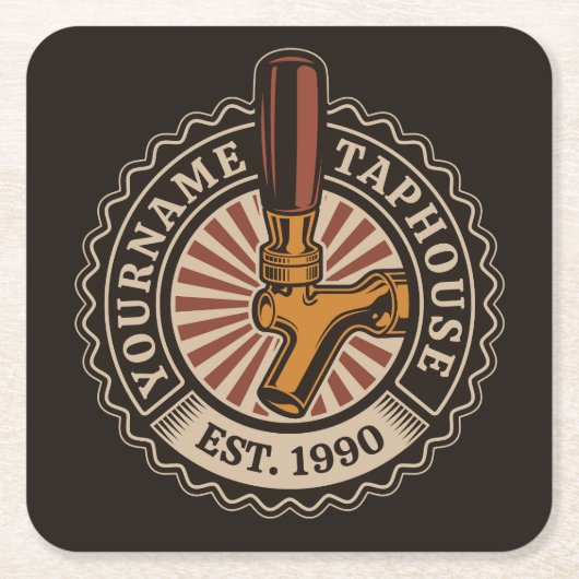 Aangepaste naam Craft Beer Taphouse Brewery Bar Kartonnen Onderzetters (Voorkant)